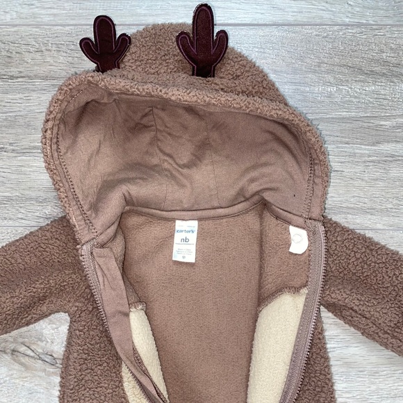 Carter’s Reindeer Zip Bunting Newborn Reindeer Pram Newborn Holiday Bunting - Picture 8 of 14